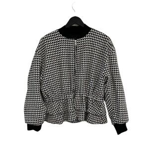 gracia blouse Blazer Zip Up Jacket Black White Elastic Waist NWT Size L